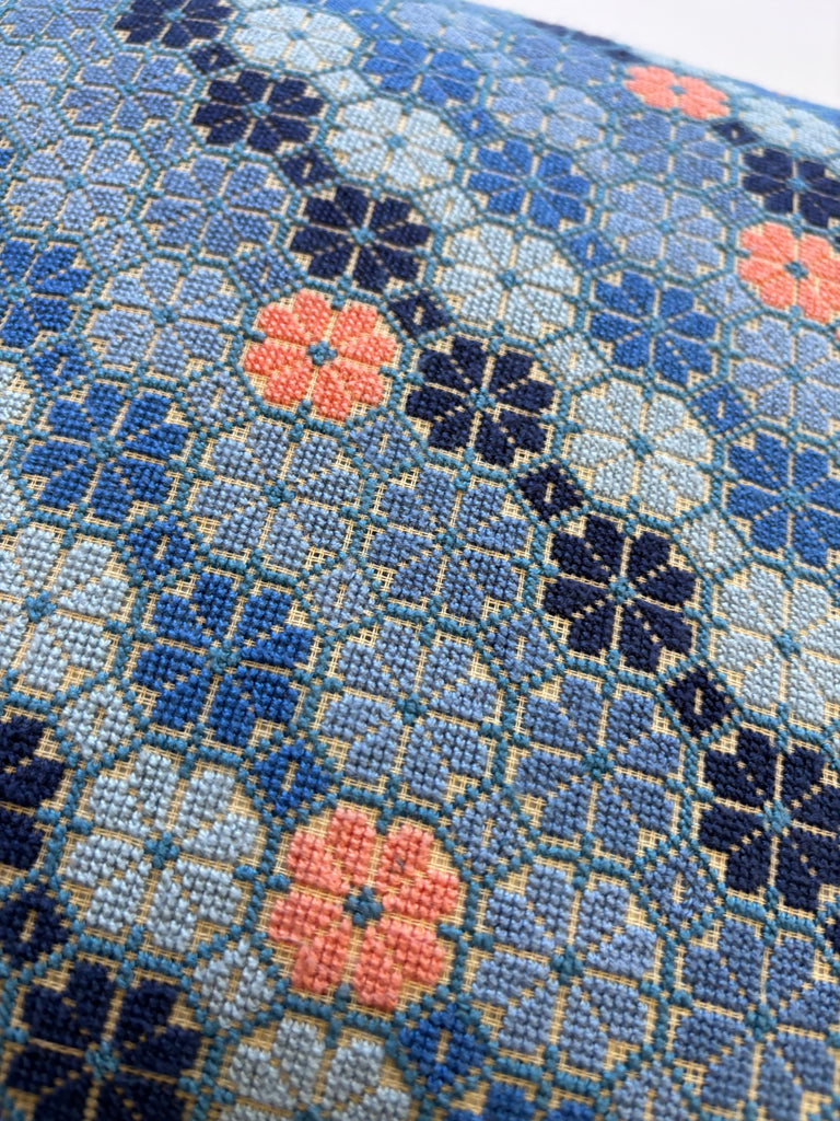 Damask Rose - Indigo and Peach