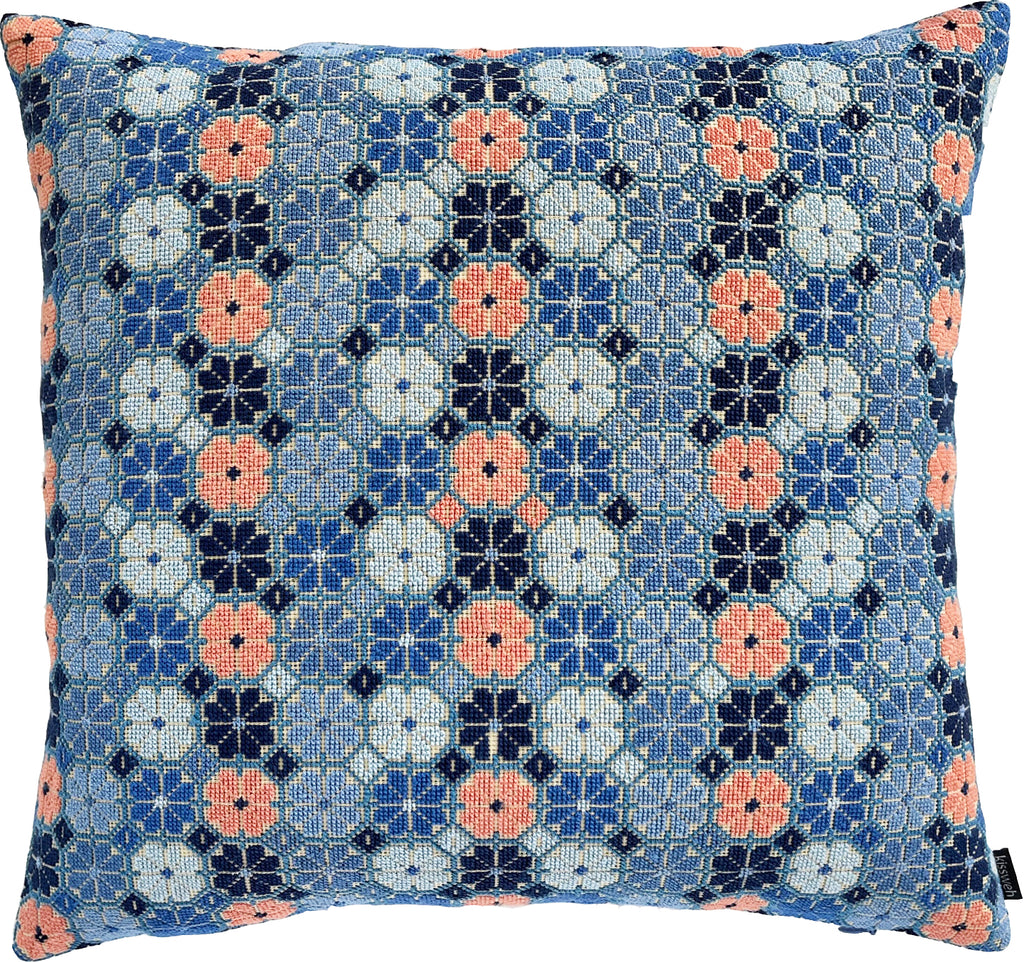 Damask Rose - Indigo & Peach